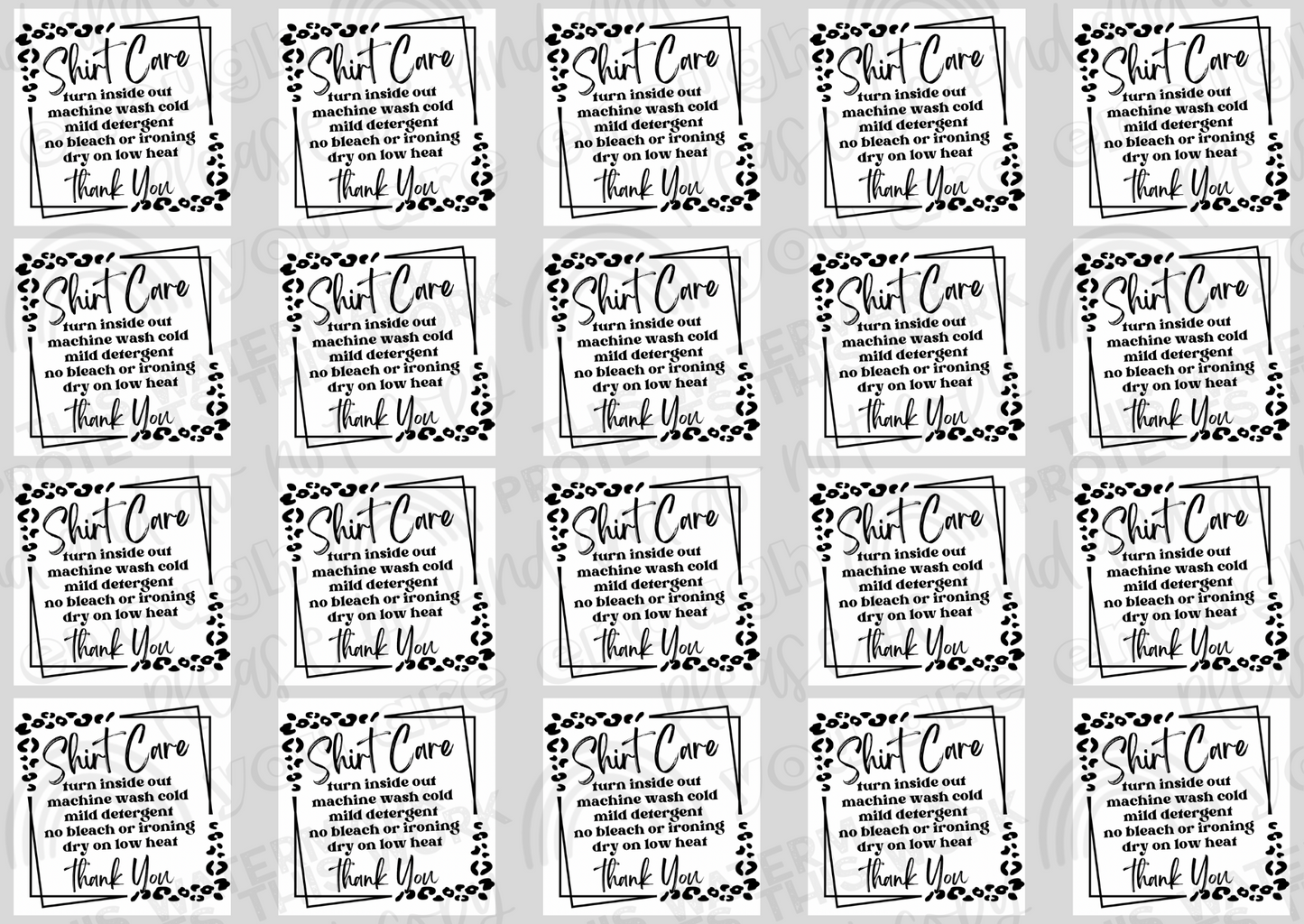 Shirt Care Instructions (Leopard)