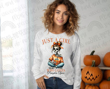 Load image into Gallery viewer, Just A Girl (Skelly) Who Loves Pumpkin Spice DTF