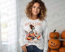 Load image into Gallery viewer, Just A Girl (Skelly) Who Loves Pumpkin Spice DTF