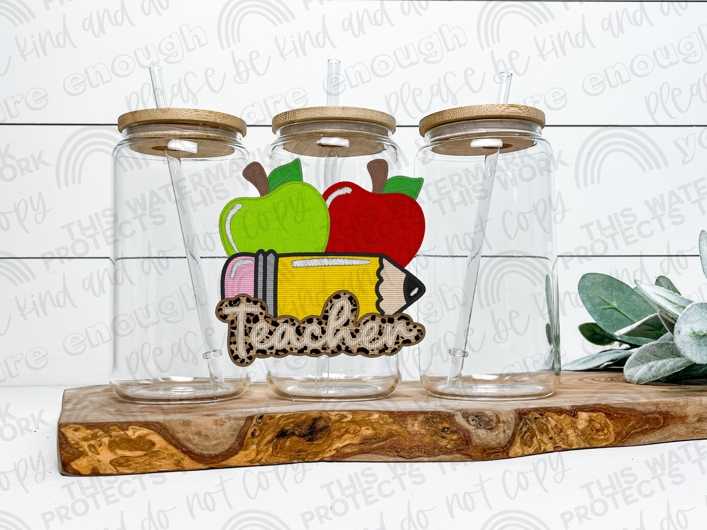 Faux Embroidery Teacher Decal