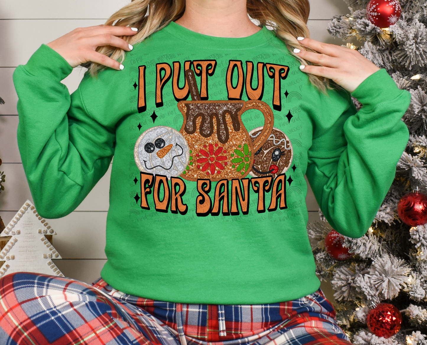 Faux Embroidery Glitter Put Out for Santa