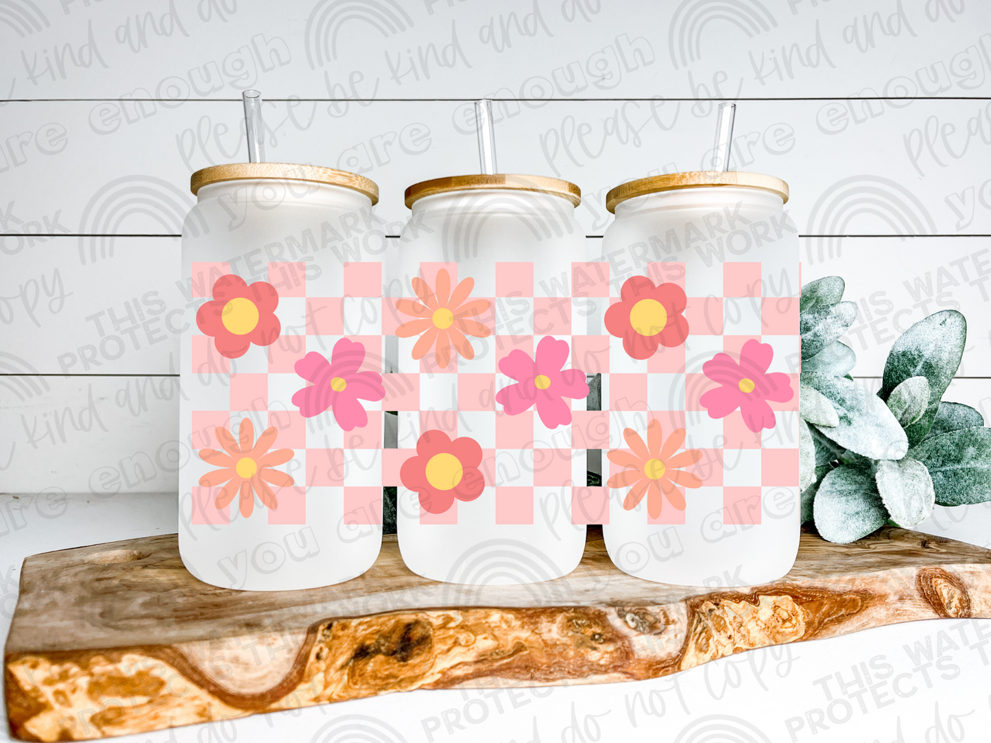 Checkered Retro Flowers