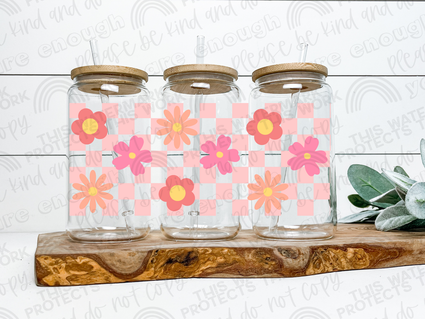 Checkered Retro Flowers