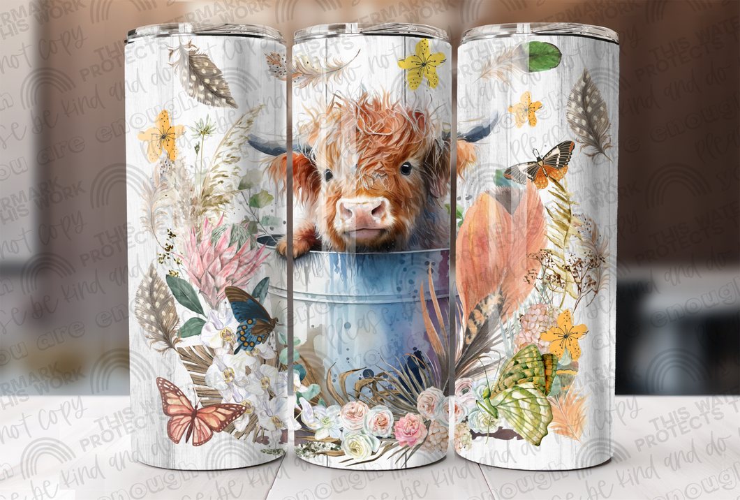 Floral Highland Cow