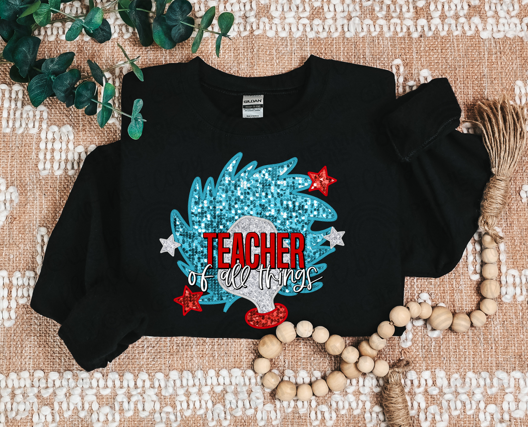 Teacher of All Things Faux Embroidery Glitter DTF