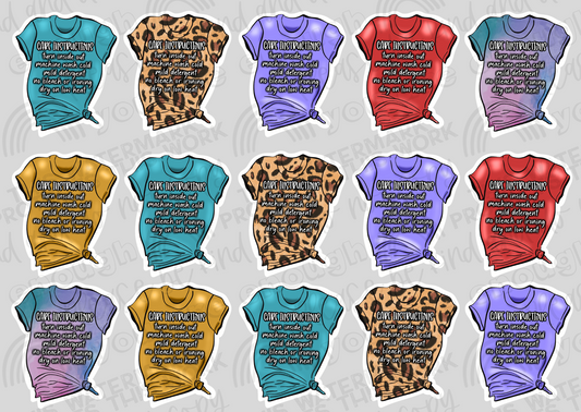 Shirt Shaped Care Instructions (Multicolored)