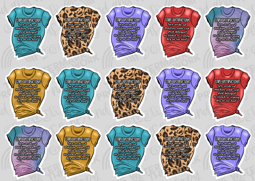 Shirt Shaped Care Instructions (Multicolored)