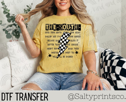 The South; Checkered Bolt DTF