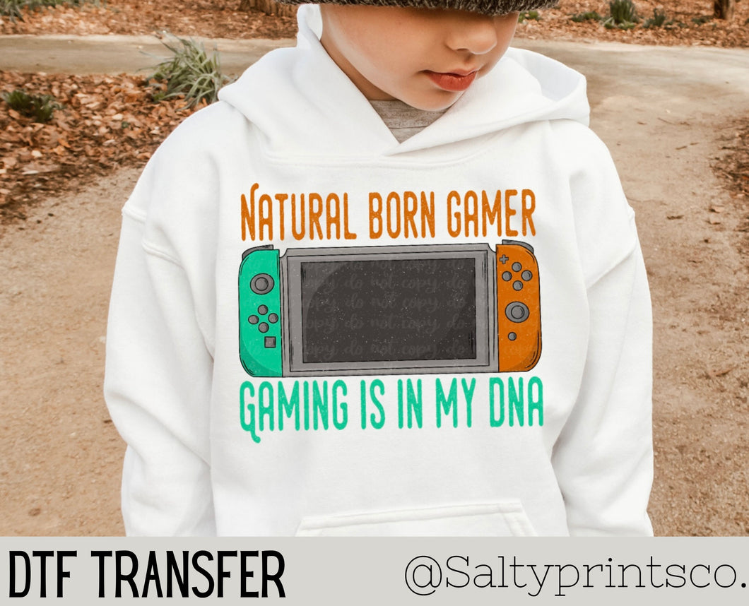 Natural Born Gamer (Teal&Brown) DTF