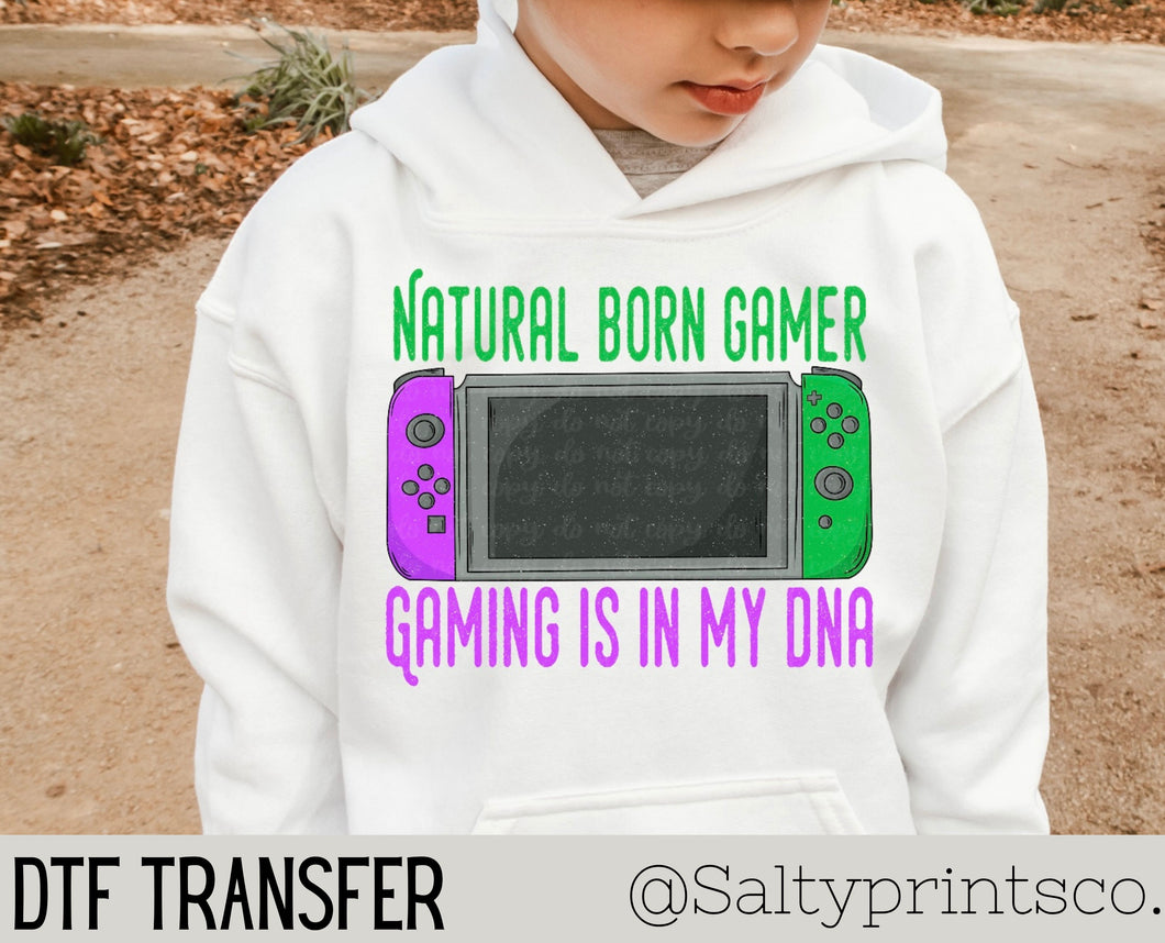 Natural Born Gamer (Purple&Green) DTF