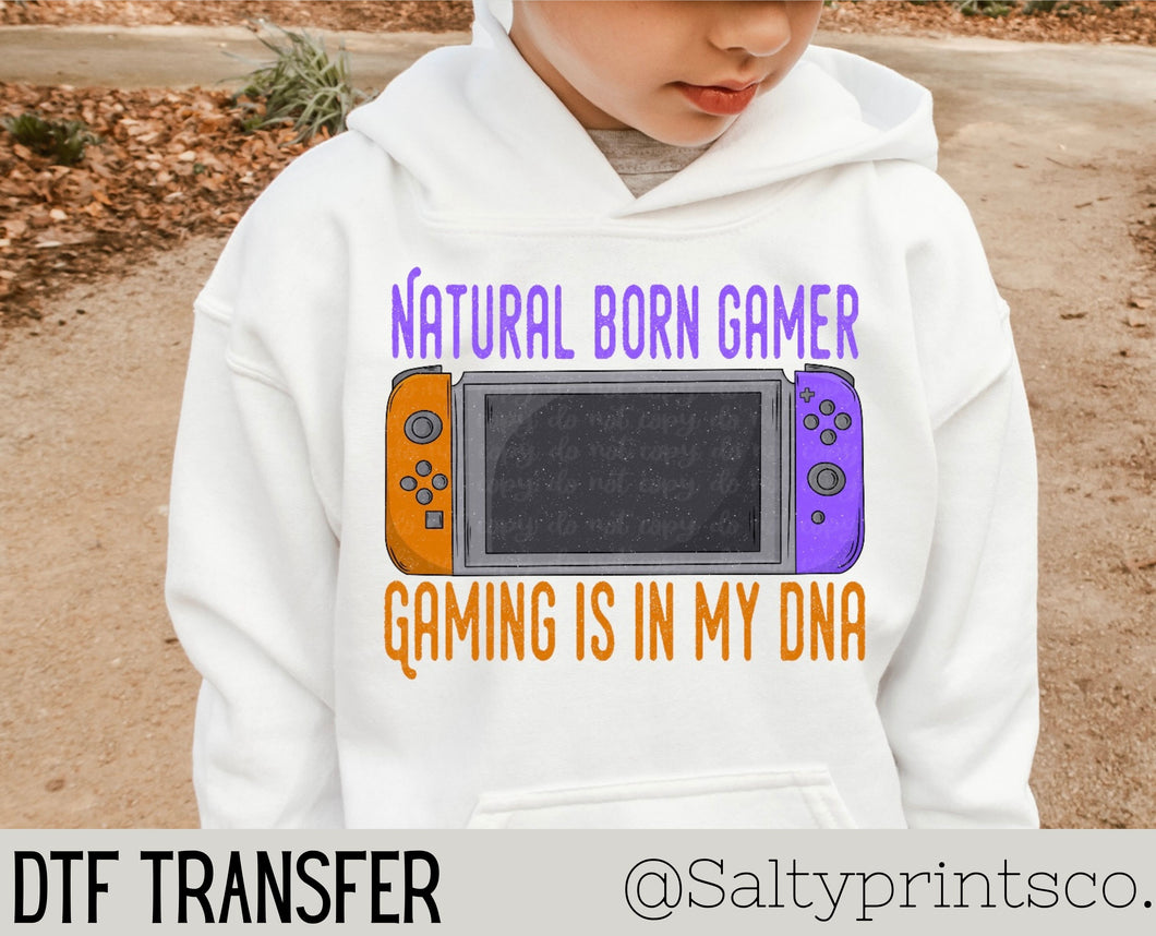 Natural Born Gamer (Orange&Purple) DTF