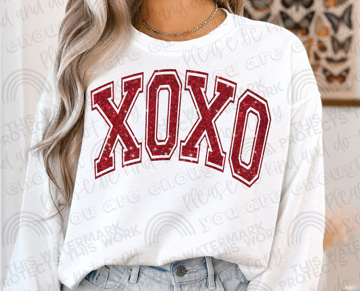 Faux Glitter Red XOXO