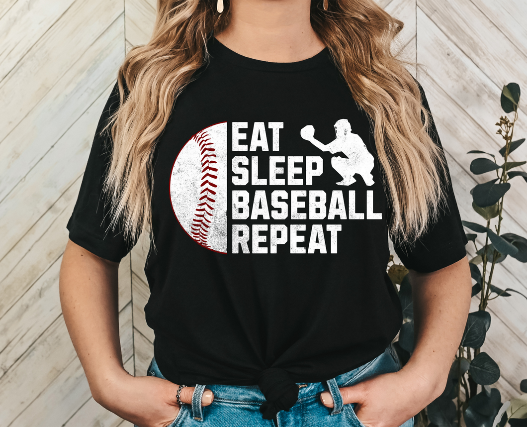 Eat Sleep Baseball Repeat DTF