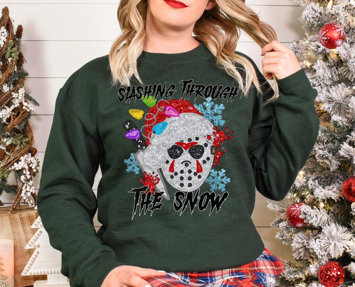 Faux Embroidery Glitter Slashing Through The Snow