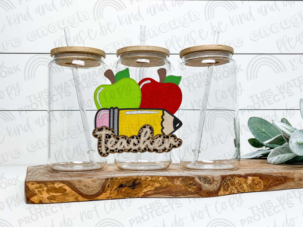 Faux Embroidery Teacher Decal