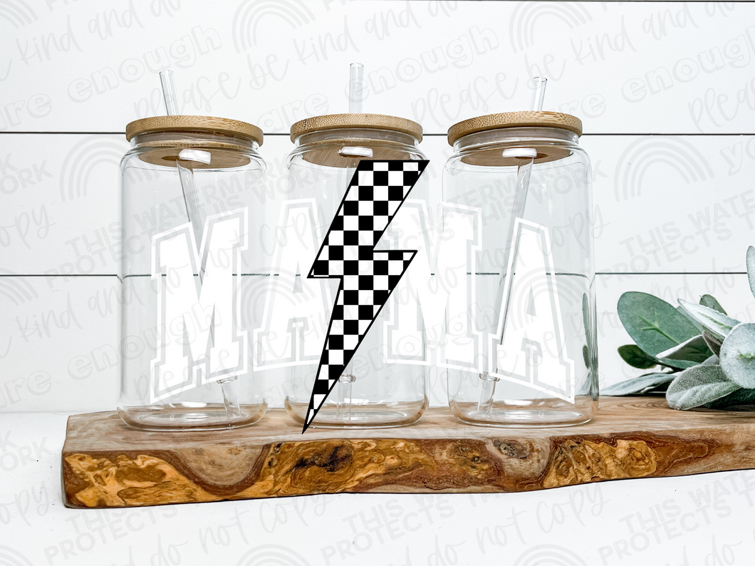 Mama Checkered Bolt Decal