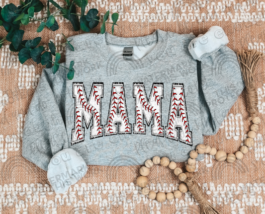 Baseball Mama Faux Glitter DTF