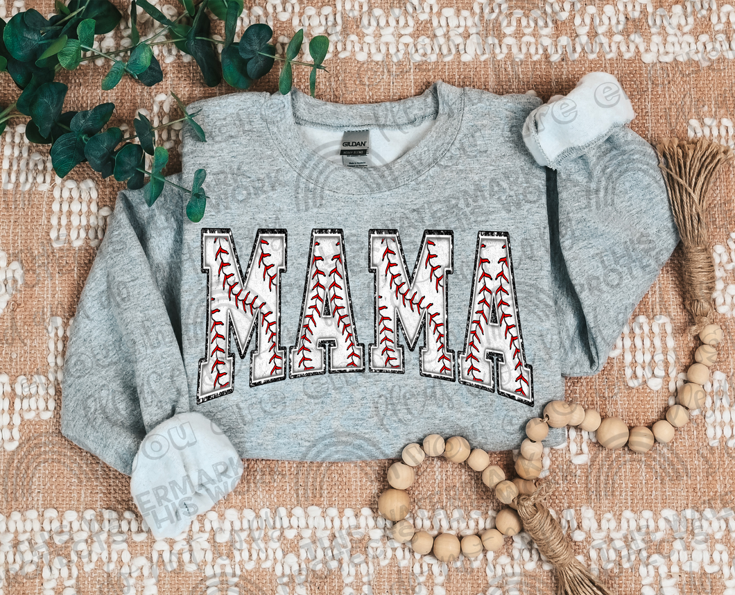 Baseball Mama Faux Glitter DTF