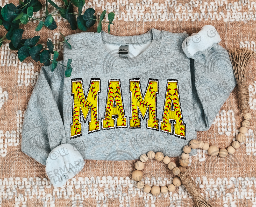 Softball Mama Faux Glitter DTF