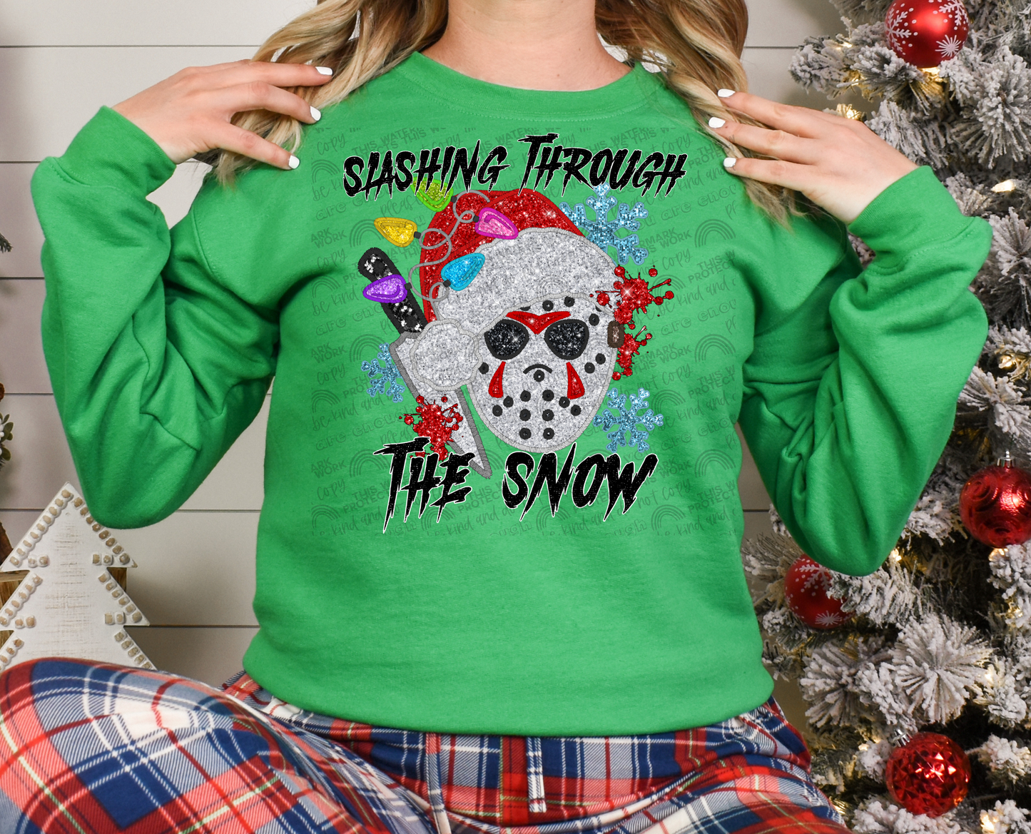 Faux Embroidery Glitter Slashing Through The Snow