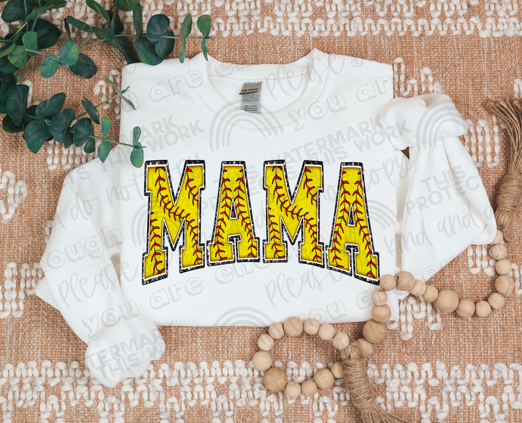 Faux Glitter Softball Mama Sublimation