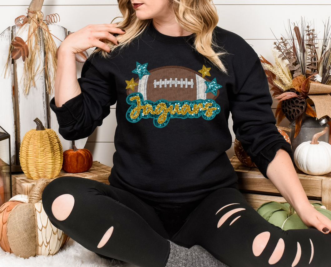 Faux Embroidery Glitter Jaguars