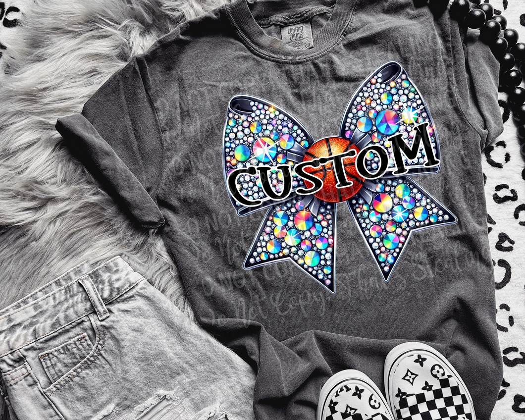 Faux Rhinestone Bow Basketball - Custom