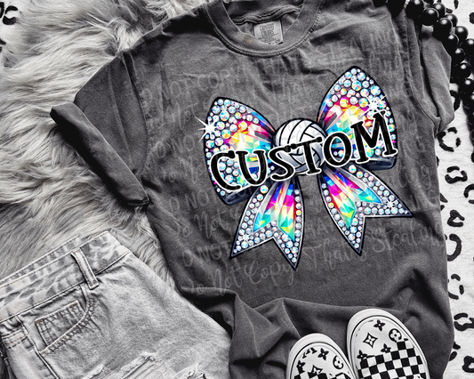 Faux Rhinestone Bow Volleyball - Custom