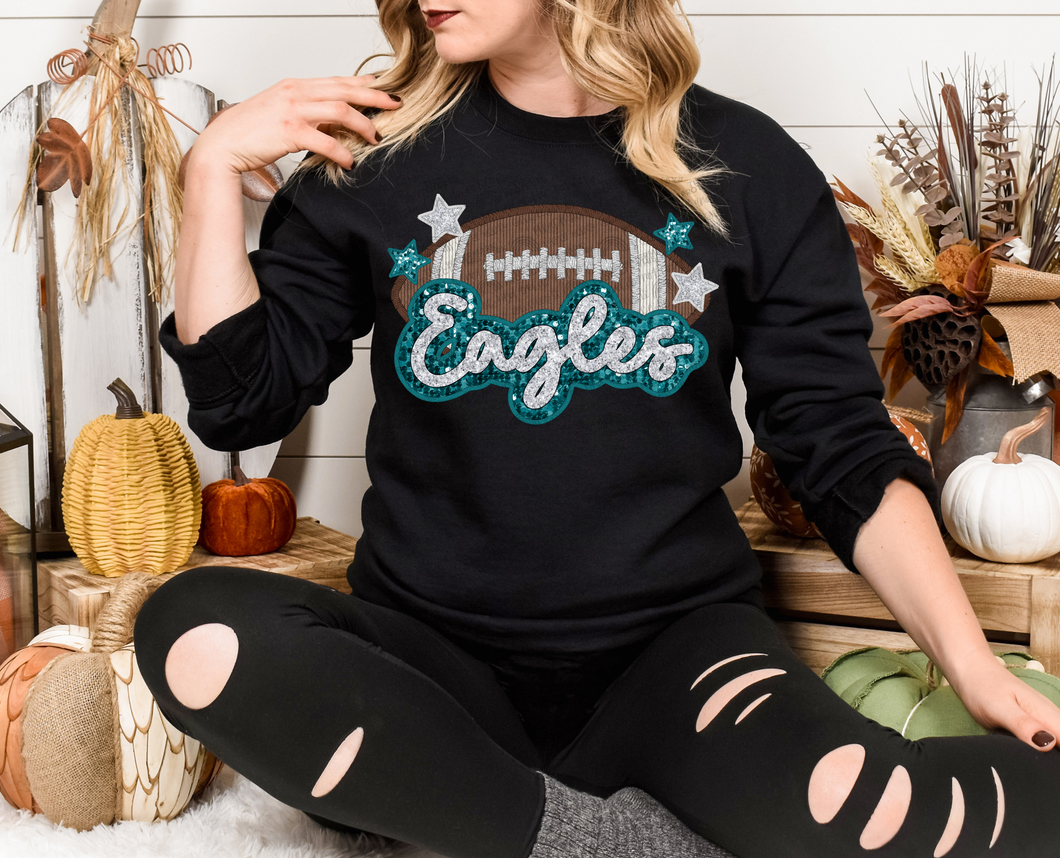 Faux Embroidery Glitter Eagles