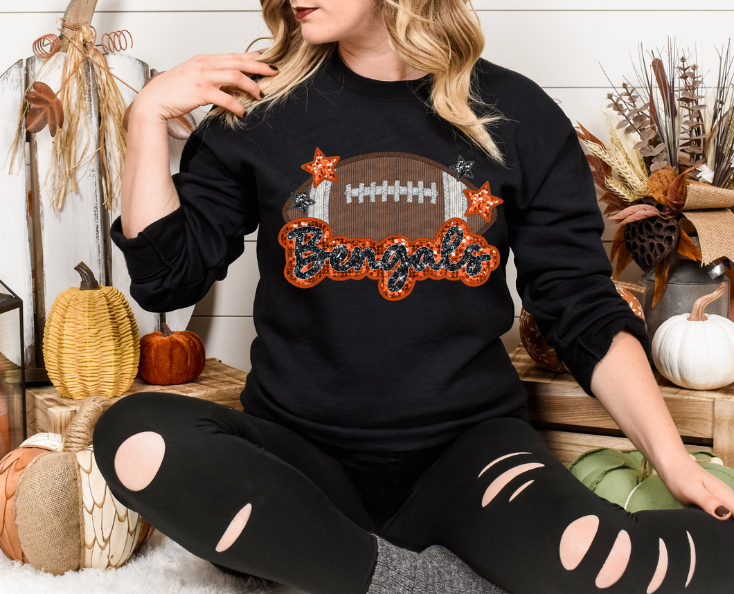 Faux Embroidery Glitter Bengals