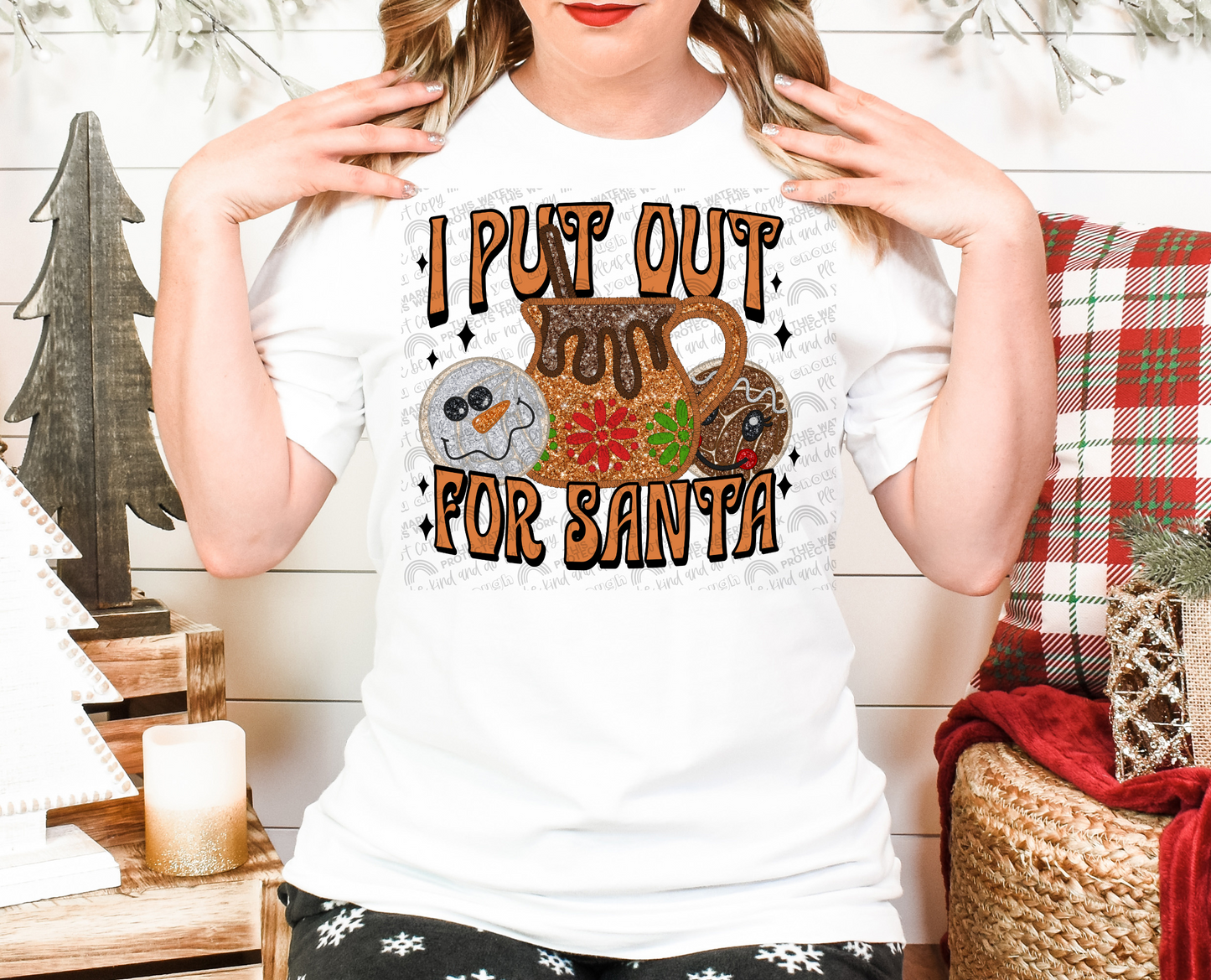 Faux Embroidery Glitter Put Out for Santa