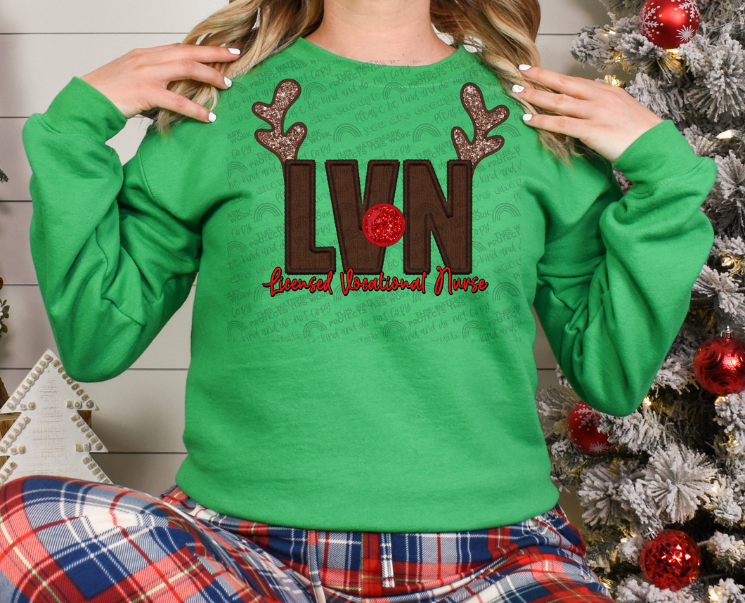 Faux Embroidery Reindeer LVN