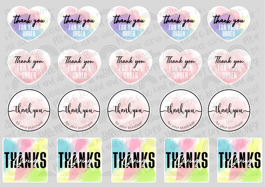 Watercolor; Thank You Sheet 2