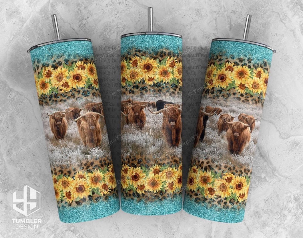 Highland Cow Sunflowers